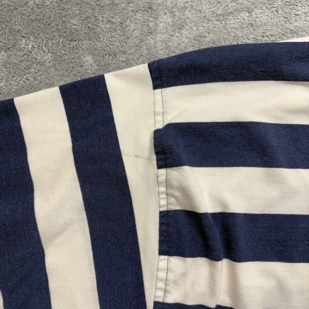 Energie Sweatshirt Mens L Navy Blue White Striped Good Vintage Crest Pocket 610 - Picture 10 of 11